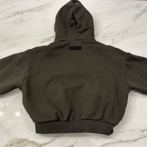Kids Fear of God Essentials cotton and fleece hoodie size 8. Dark olive green. - Picture 2 of 5